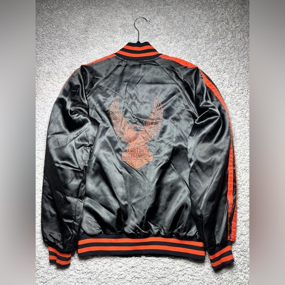 Vintage Harley Davidson Jacket Mens Small Satin Bomber 80s 90s Union Made Eagle - Picture 6 of 11